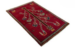 Close-up detail of 2000s Persian Gabbeh rug from Iran / Persia showing Wool weave