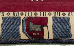 Central medallion detail of 2000s Persian Gabbeh rug from Iran / Persia