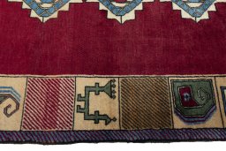 Close-up detail of 2000s Persian Gabbeh rug from Iran / Persia showing Wool weave