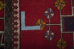 Close-up detail of 2000s Persian Gabbeh rug from Iran / Persia showing Wool weave