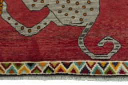 Central medallion detail of 2000s Persian Gabbeh rug from Iran / Persia