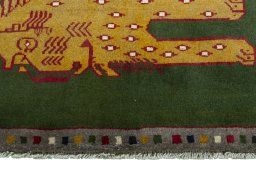 Central medallion detail of 2000s Persian Gabbeh rug from Iran / Persia