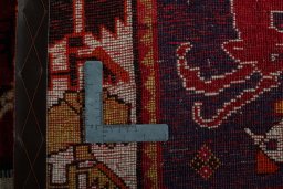 Close-up detail of 2000s Persian Gabbeh rug from Iran / Persia showing Wool weave