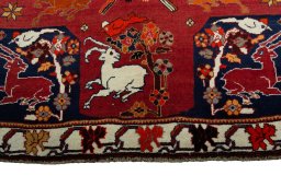 Central medallion detail of 2000s Persian Gabbeh rug from Iran / Persia