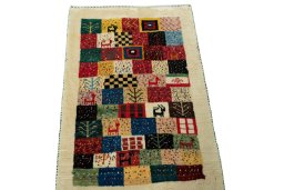 Surface texture of New Persian Gabbeh rug with natural Wool and intricate pattern
