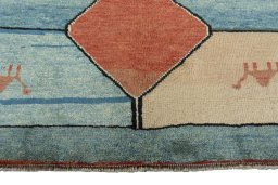 Central medallion detail of 2000s Persian Gabbeh rug from Iran / Persia