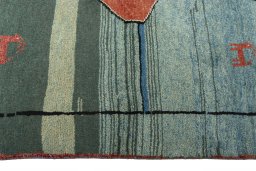 Close-up detail of 2000s Persian Gabbeh rug from Iran / Persia showing Wool weave