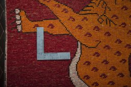 Full view of 2000s Persian Gabbeh rug from Iran / Persia, 93 × 65 cm in Red tones