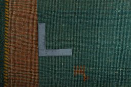 Close-up detail of New Persian Gabbeh rug from Iran / Persia showing Wool weave