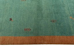 Close-up detail of New Persian Gabbeh rug from Iran / Persia showing Wool weave
