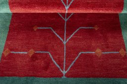 Full view of New Persian Gabbeh rug from Iran / Persia, 155 × 110 cm in Red tones