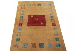 Surface texture of New Persian Gabbeh rug with natural Wool and intricate pattern