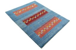 Close-up detail of New Persian Gabbeh rug from Iran / Persia showing Wool weave