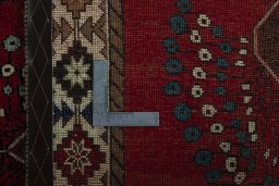 Close-up detail of 2000s Persian Gabbeh rug from Iran / Persia showing Wool weave