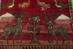 Central medallion detail of 2000s Persian Gabbeh rug from Iran / Persia