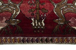 Close-up detail of 2000s Persian Gabbeh rug from Iran / Persia showing Wool weave