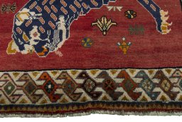 Central medallion detail of 2000s Persian Gabbeh rug from Iran / Persia