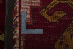 Close-up detail of 2000s Persian Gabbeh rug from Iran / Persia showing Wool weave