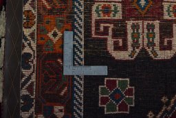 Close-up detail of 2000s Persian Gabbeh rug from Iran / Persia showing Wool weave