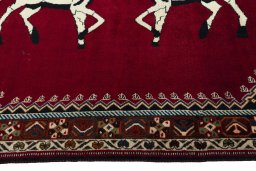Close-up detail of 2000s Persian Gabbeh rug from Iran / Persia showing Wool weave