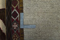 Close-up detail of 2000s Persian Gabbeh rug from Iran / Persia showing Wool weave