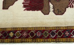 Central medallion detail of 2000s Persian Gabbeh rug from Iran / Persia