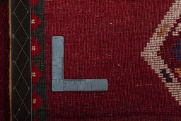 Close-up detail of 2000s Persian Gabbeh rug from Iran / Persia showing Wool weave