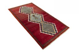 Close-up detail of 2000s Persian Gabbeh rug from Iran / Persia showing Wool weave