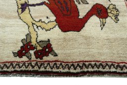 Central medallion detail of 2000s Persian Gabbeh rug from Iran / Persia