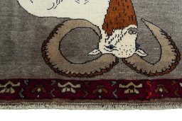 Central medallion detail of 2000s Persian Gabbeh rug from Iran / Persia
