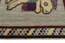 Central medallion detail of 2000s Persian Gabbeh rug from Iran / Persia