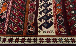Close-up detail of 2000s Persian Gabbeh rug from Iran / Persia showing Wool weave