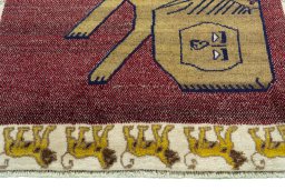 Central medallion detail of 2000s Persian Gabbeh rug from Iran / Persia