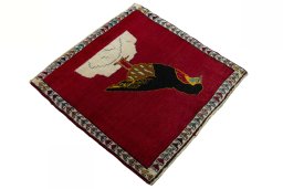 Close-up detail of 2000s Persian Gabbeh rug from Iran / Persia showing Wool weave