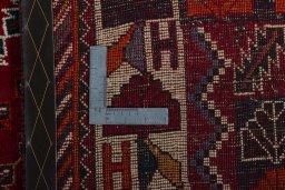 Close-up detail of 2000s Persian Gabbeh rug from Iran / Persia showing Wool weave