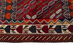 Close-up detail of 2000s Persian Gabbeh rug from Iran / Persia showing Wool weave