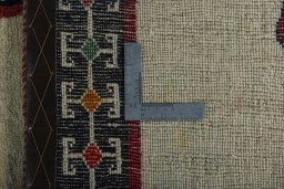 Close-up detail of 2000s Persian Gabbeh rug from Iran / Persia showing Wool weave