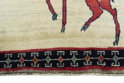 Central medallion detail of 2000s Persian Gabbeh rug from Iran / Persia