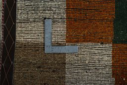 Close-up detail of 2000s Persian Gabbeh rug from Iran / Persia showing Wool weave