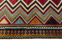 Close-up detail of 2000s Persian Gabbeh rug from Iran / Persia showing Wool weave