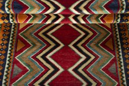 Full view of 2000s Persian Gabbeh rug from Iran / Persia, 195 × 108 cm in Red tones