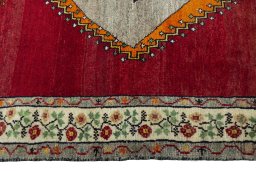Close-up detail of 2000s Persian Gabbeh rug from Iran / Persia showing Wool weave