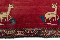 Central medallion detail of 2000s Persian Gabbeh rug from Iran / Persia