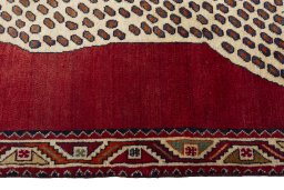 Close-up detail of 2000s Persian Gabbeh rug from Iran / Persia showing Wool weave