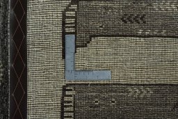 Close-up detail of 2000s Persian Gabbeh rug from Iran / Persia showing Wool weave