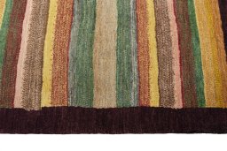 Close-up detail of 2000s Persian Gabbeh rug from Iran / Persia showing Wool weave