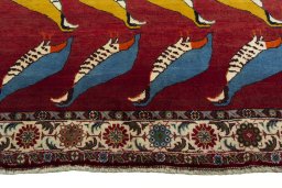 Central medallion detail of 2000s Persian Gabbeh rug from Iran / Persia