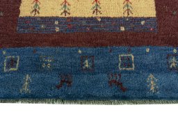 Central medallion detail of 2000s Persian Gabbeh rug from Iran / Persia