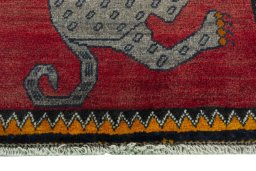Central medallion detail of 2000s Persian Gabbeh rug from Iran / Persia
