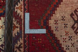 Close-up detail of 2000s Persian Gabbeh rug from Iran / Persia showing Wool weave